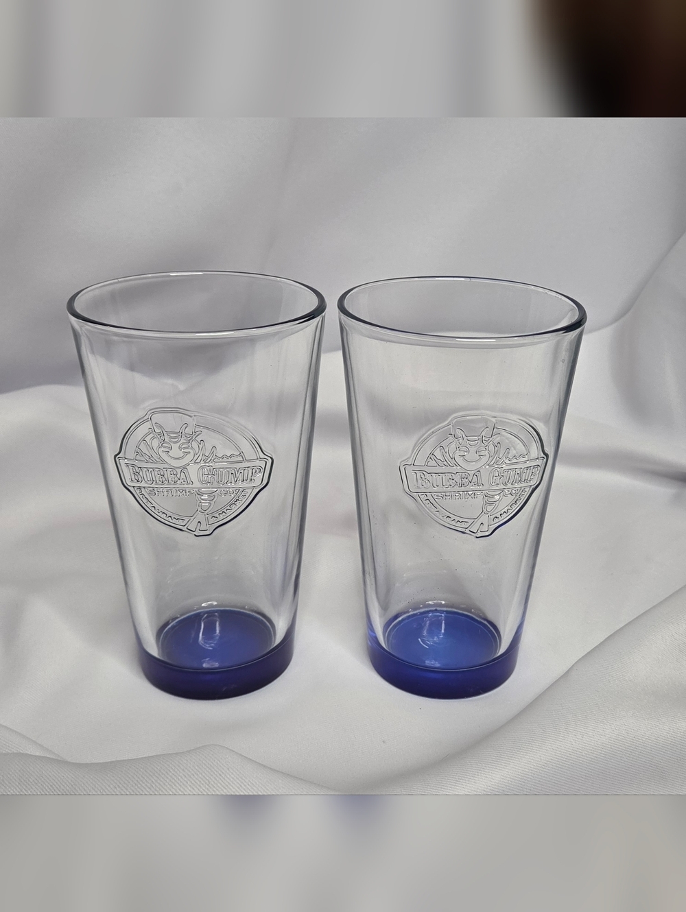 Bubba Gump Shrimp Co Restaurant & Market  Drinking Glasses Blue Tint 12oz